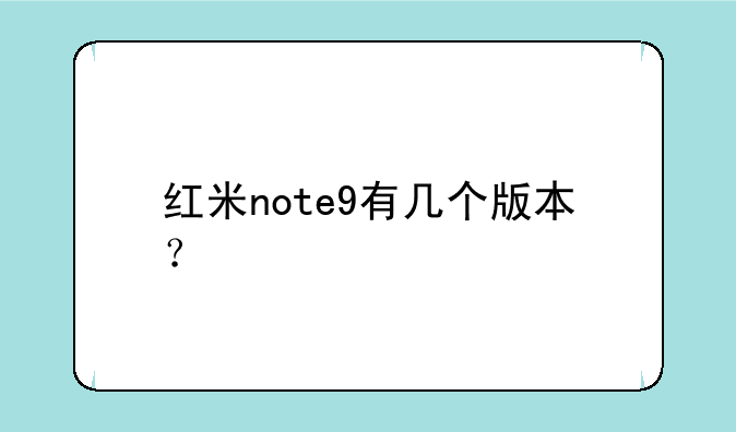 红米note9有几个版本？