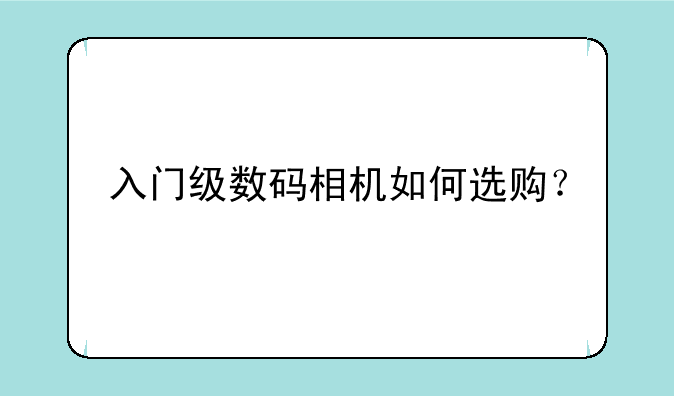 入门级数码相机如何选购？