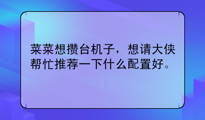 菜菜想攒台机子，想请大侠帮忙推荐一下什么配置好。