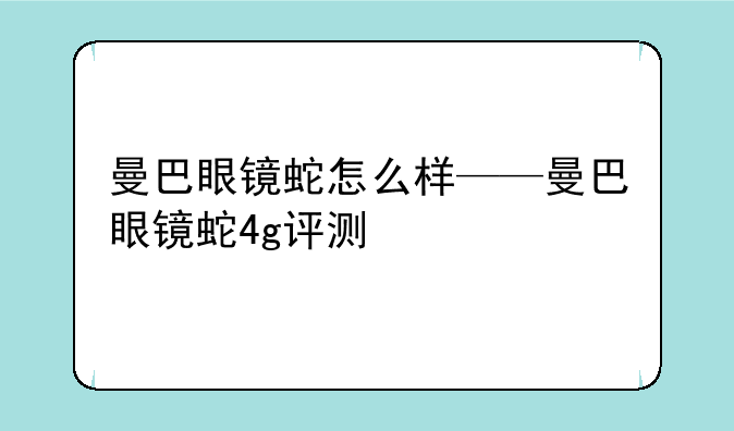 曼巴眼镜蛇怎么样——曼巴眼镜蛇4g评测