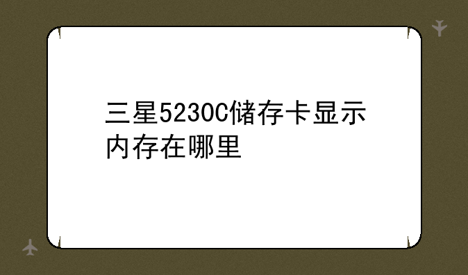 三星5230C储存卡显示内存在哪里