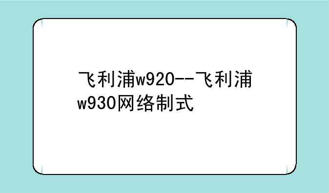 飞利浦w920--飞利浦w930网络制式