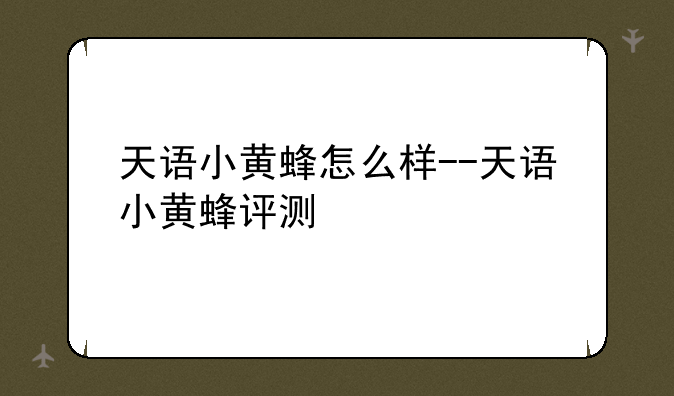 天语小黄蜂怎么样--天语小黄蜂评测