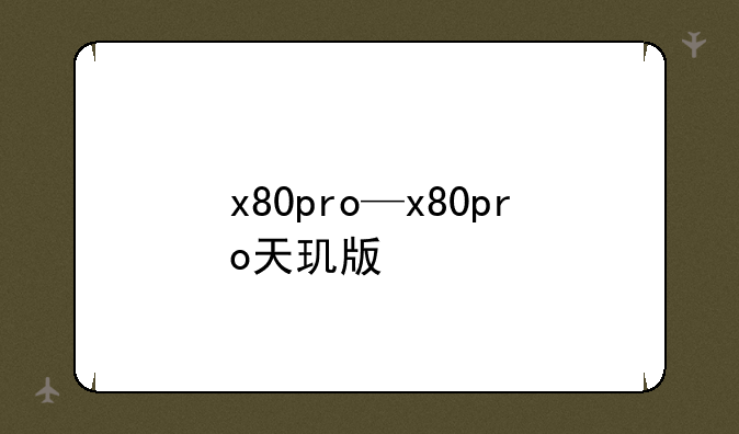 x80pro—x80pro天玑版